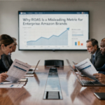 Executives reviewing performance dashboard in boardroom meeting with printed reports on table